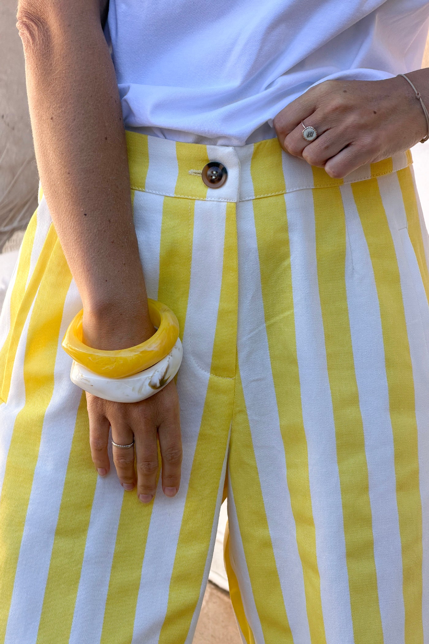 Yellow Cabana Stripe Poplin Trousers