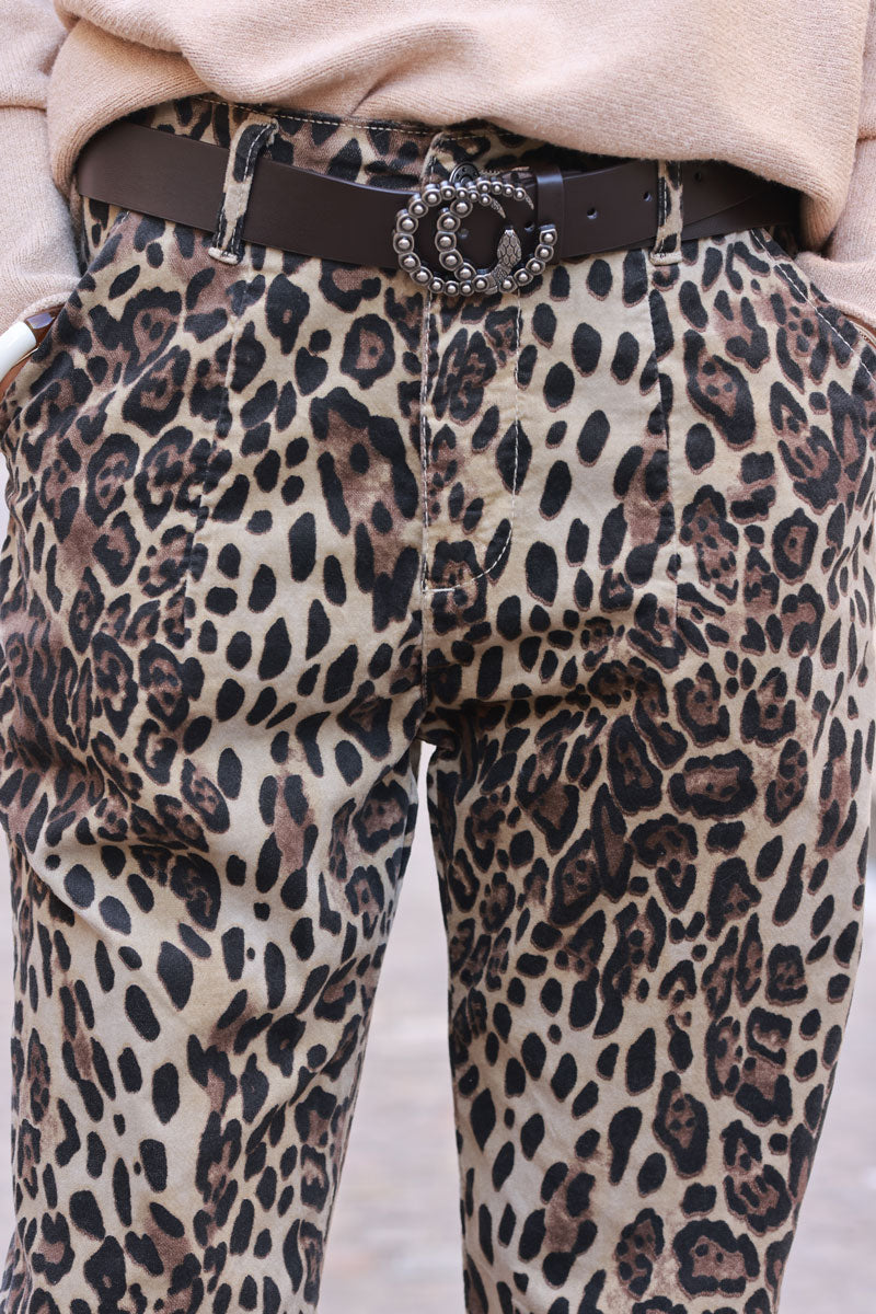 Leopard Print Velvet Trousers 