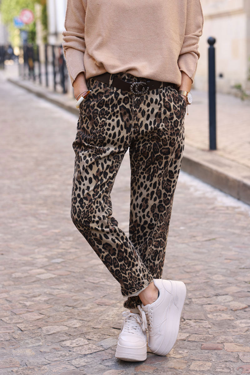 Leopard Print Velvet Trousers 