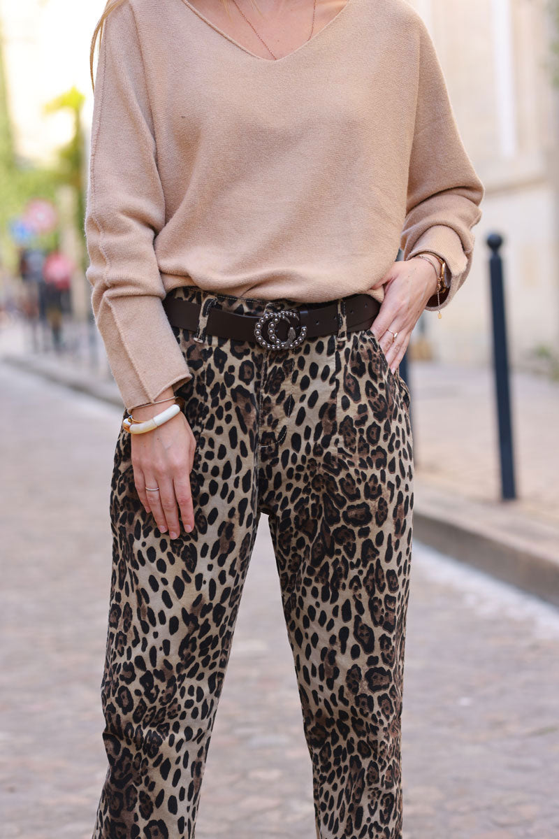 Leopard Print Velvet Trousers 