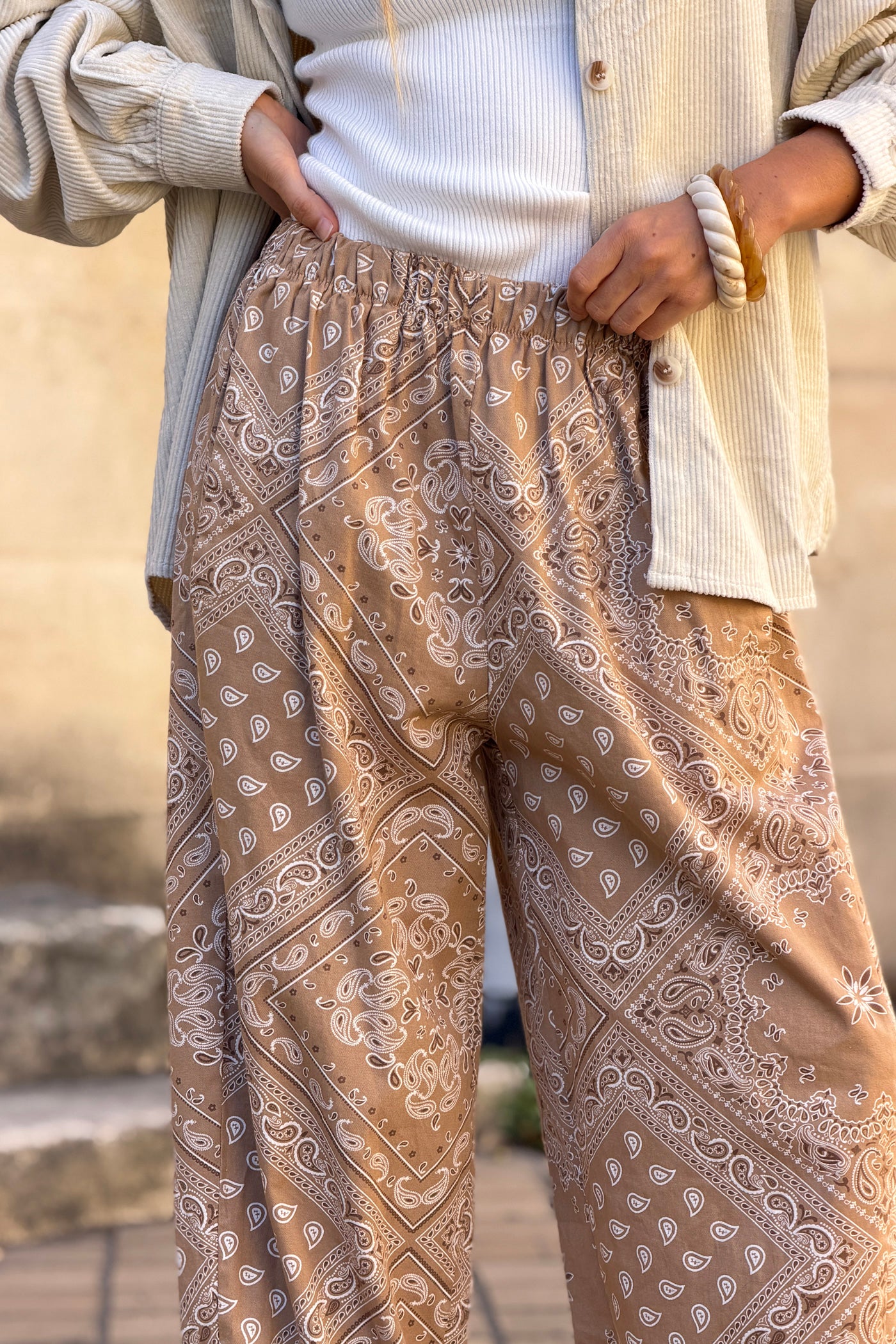 Taupe Handkerchief Print Lounge Pants