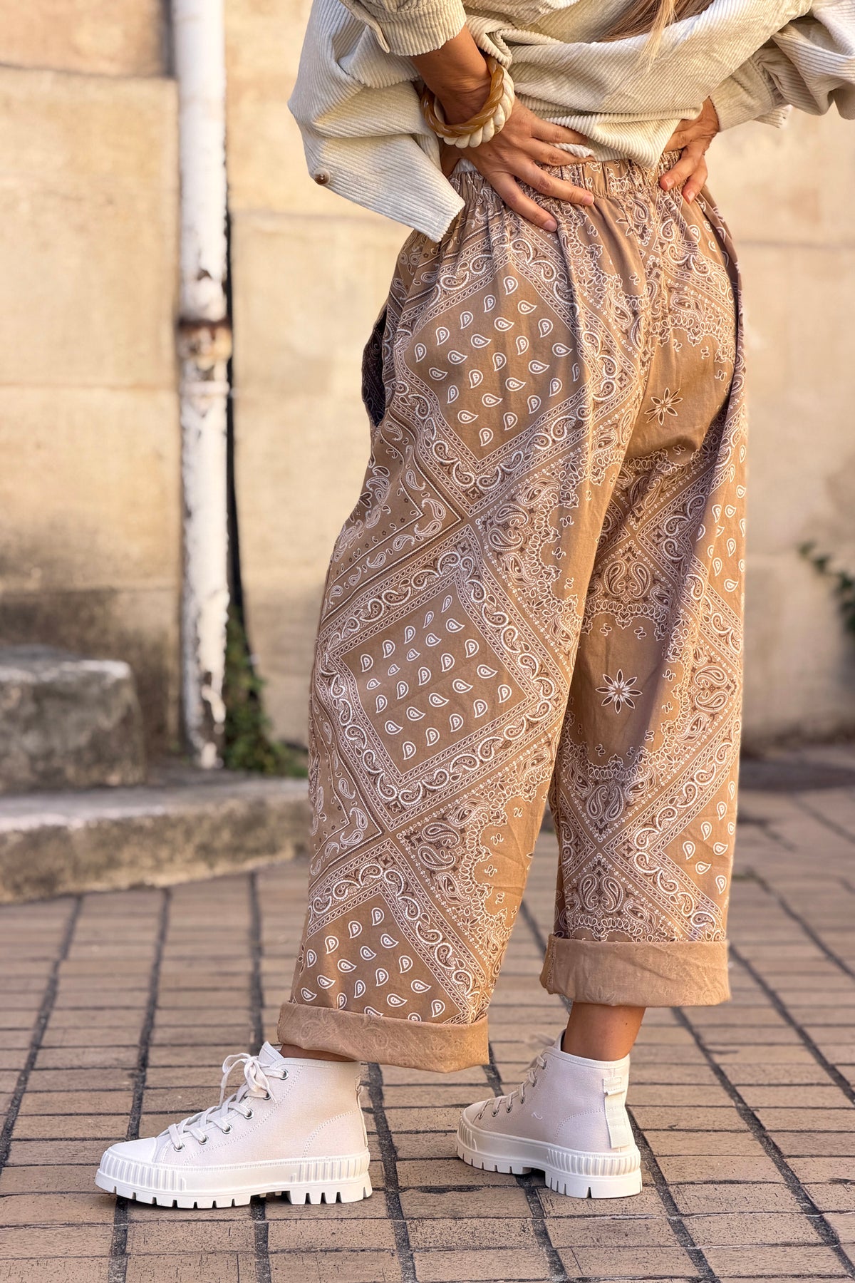 Taupe Handkerchief Print Lounge Pants
