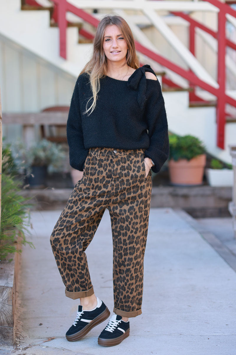 Leopard Print Loose-Fit Pants