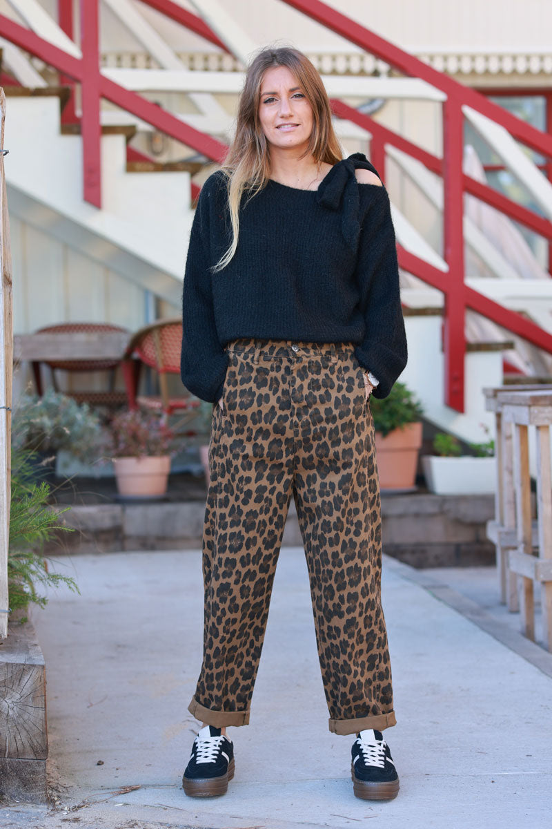 Leopard Print Loose-Fit Pants