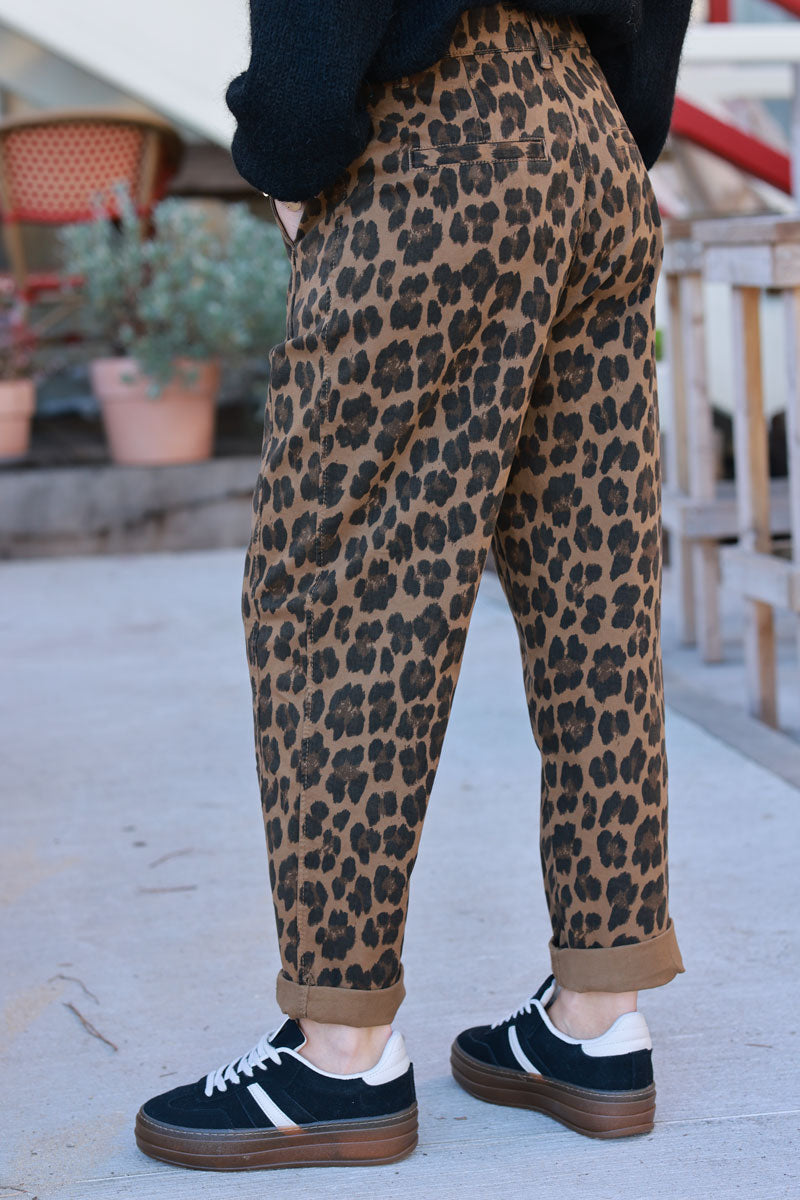 Leopard Print Loose-Fit Pants