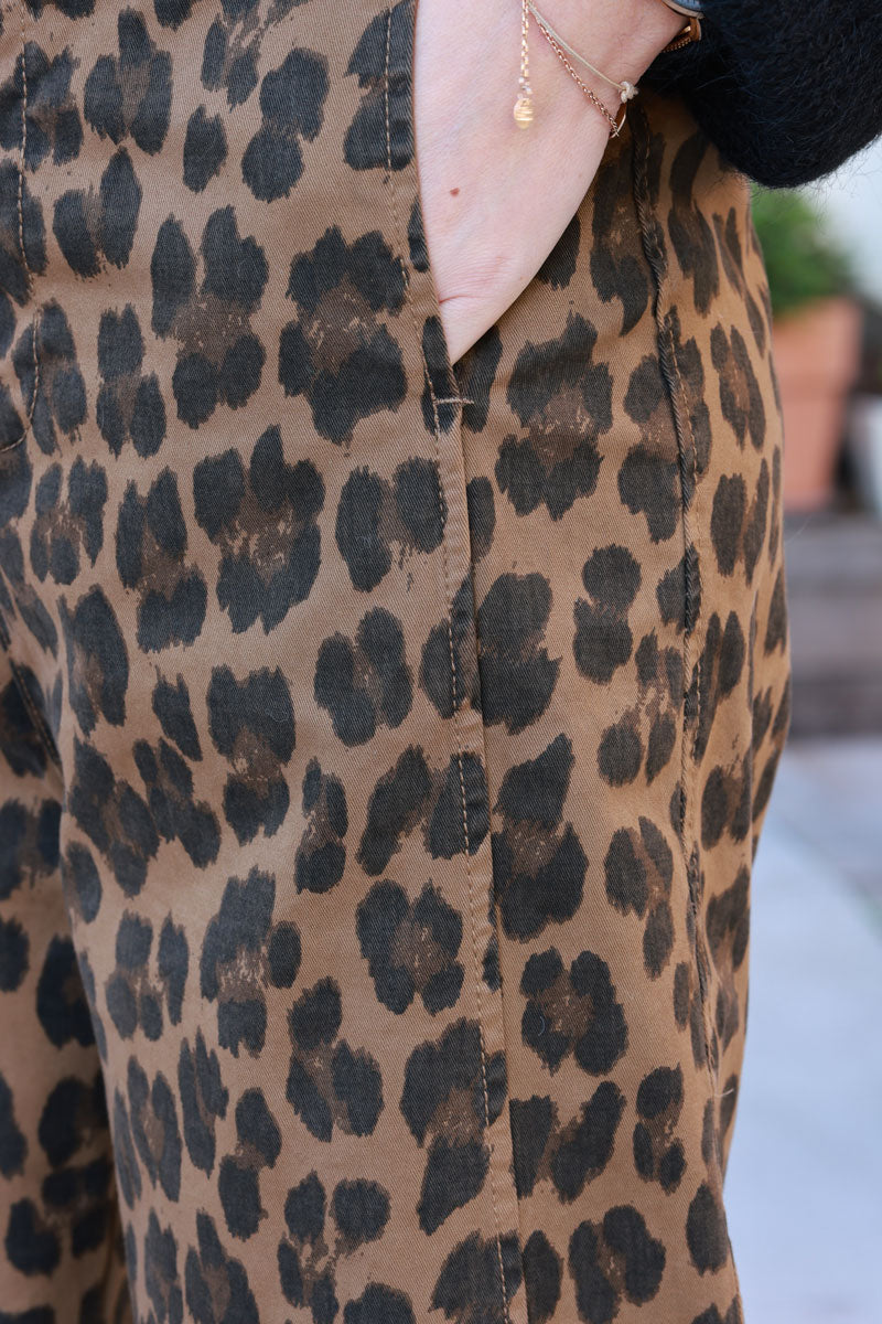 Leopard Print Loose-Fit Pants