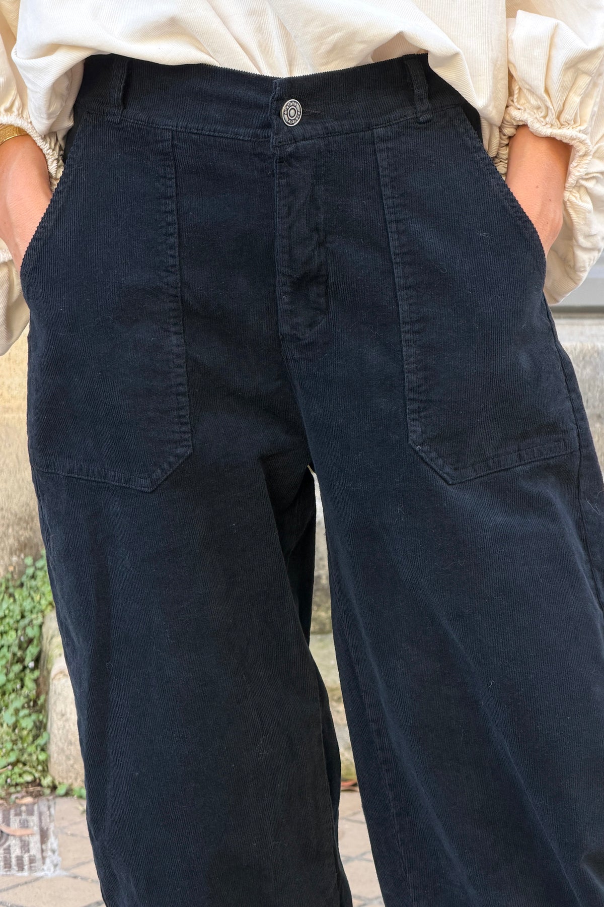 Charcoal Black Corduroy Utility Pants