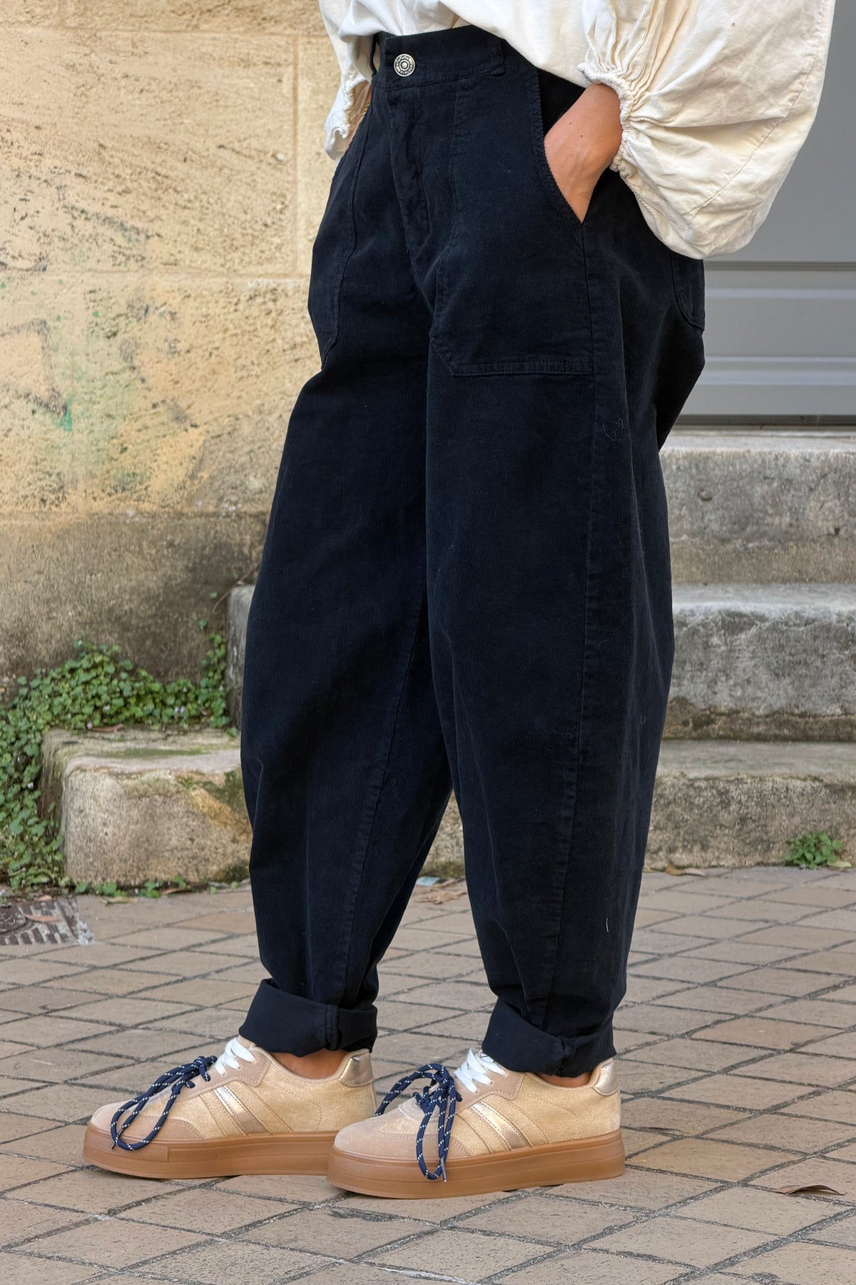 Charcoal Black Corduroy Utility Pants