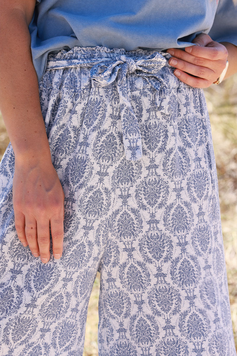 Dusty Blue Batik Boho Pants