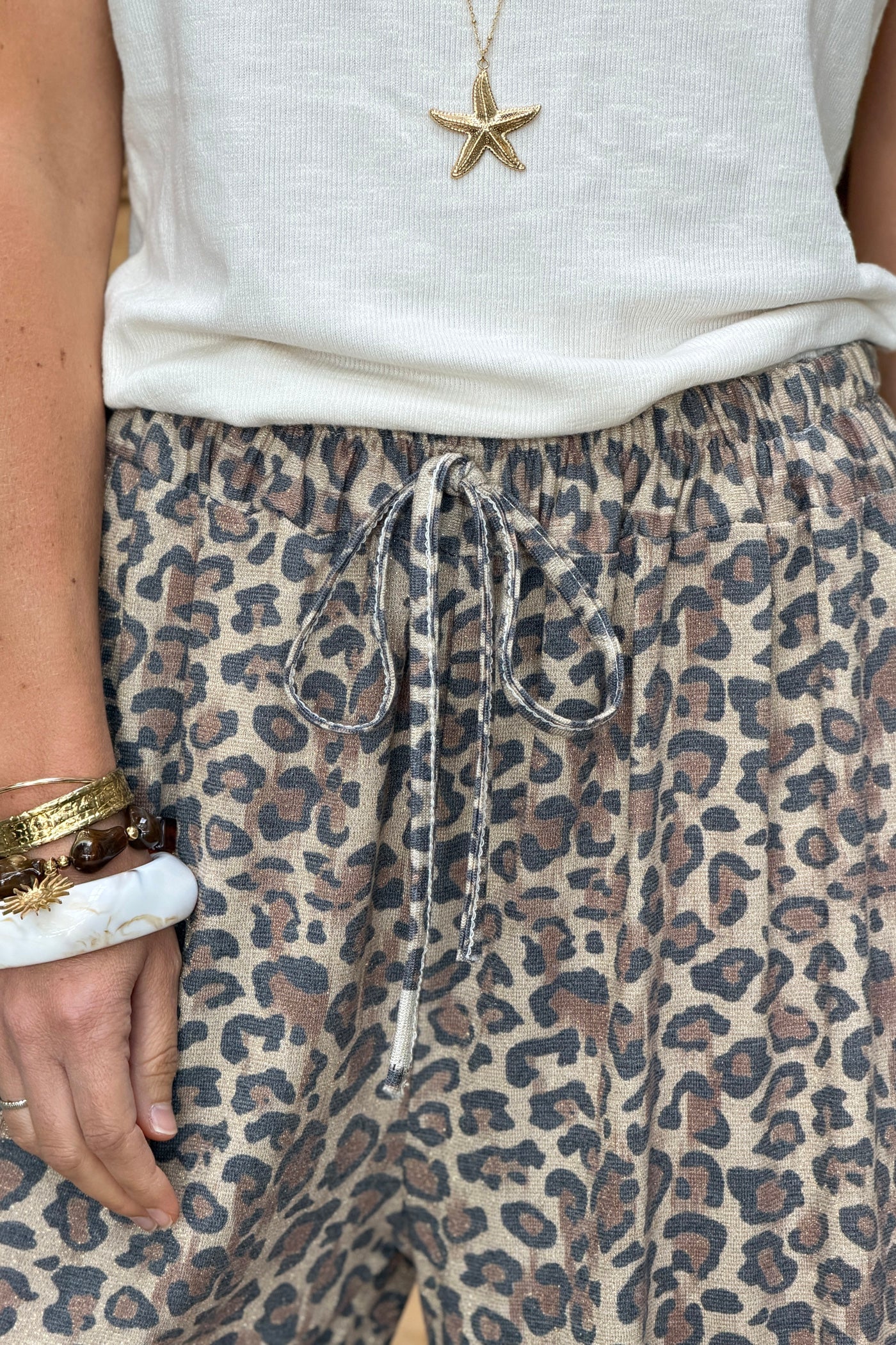 Leopard Print Knit Pull-On Pants