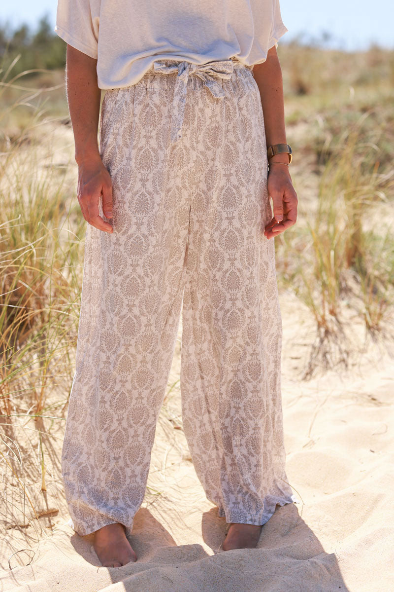 Greige Batik Boho Pants