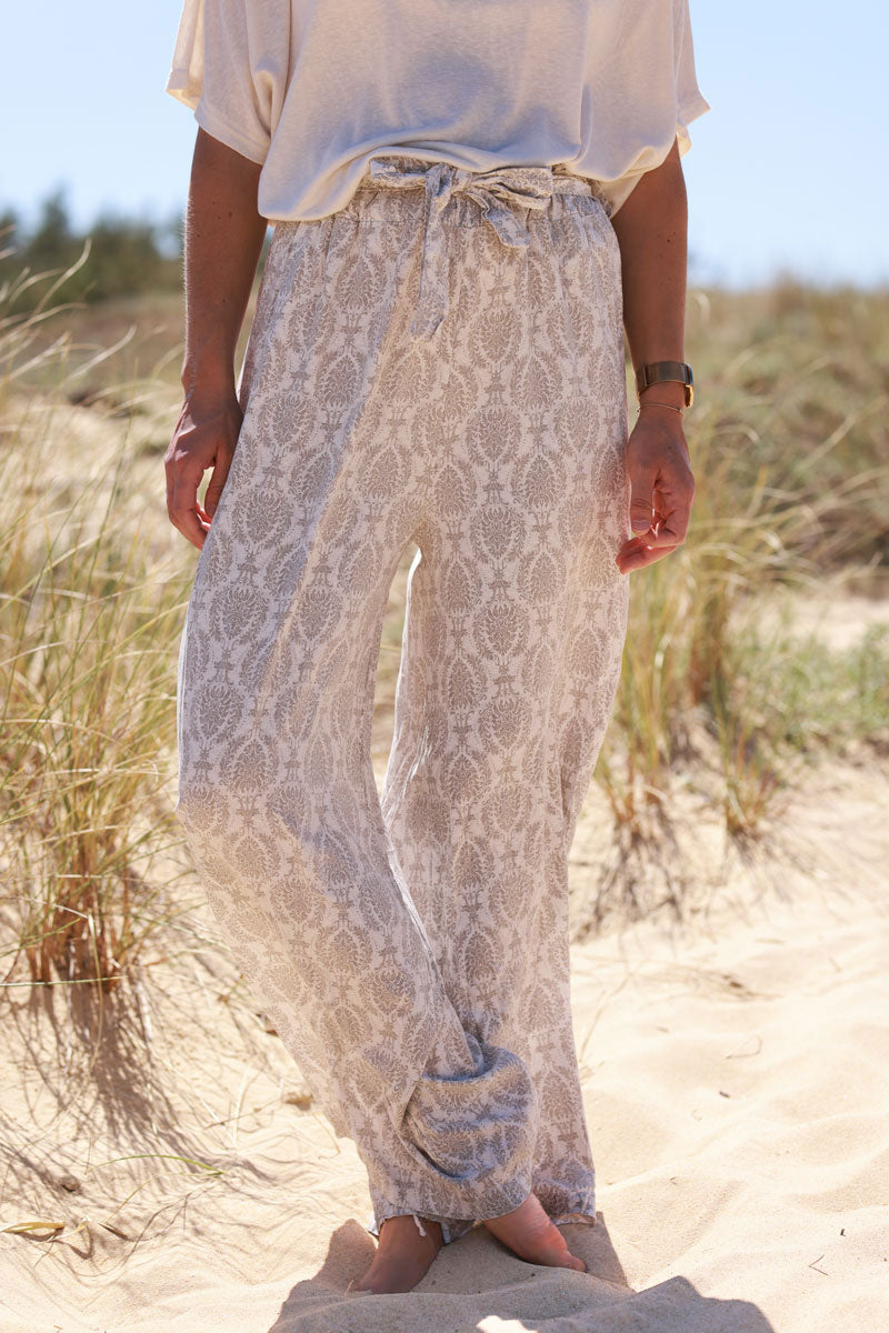 Greige Batik Boho Pants