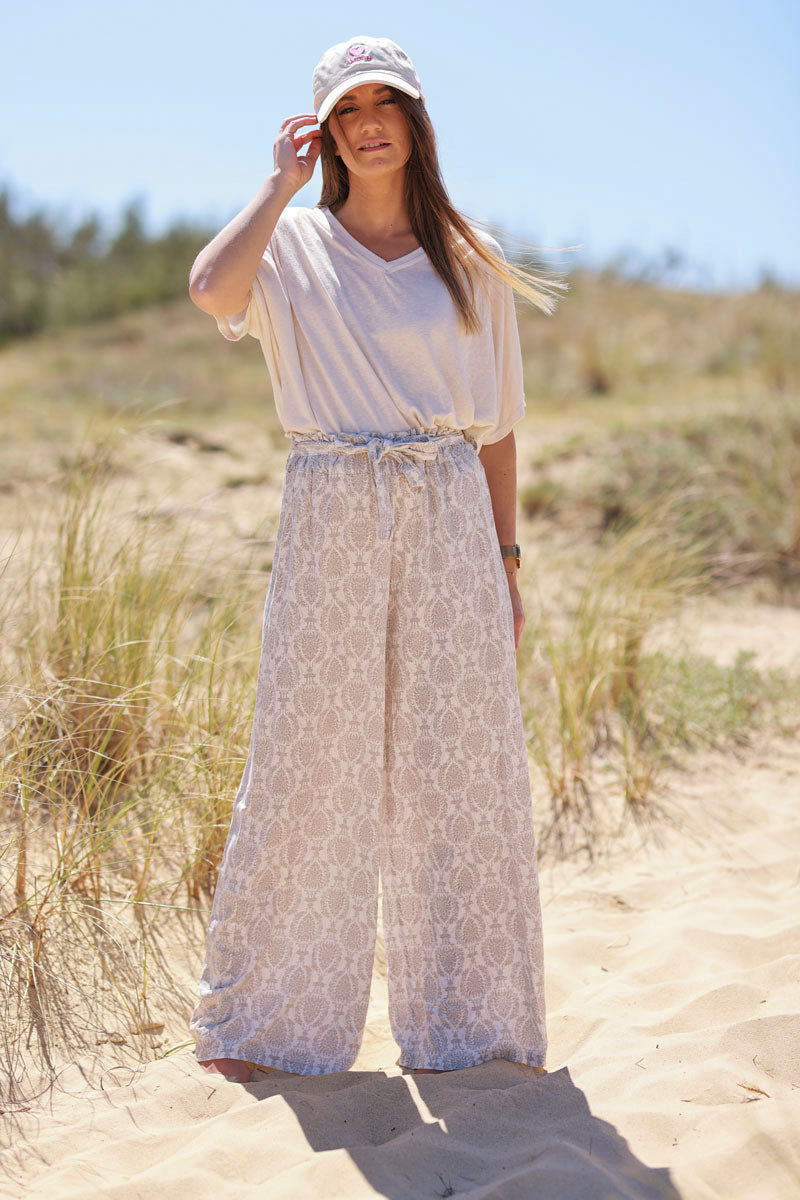 Greige Batik Boho Pants