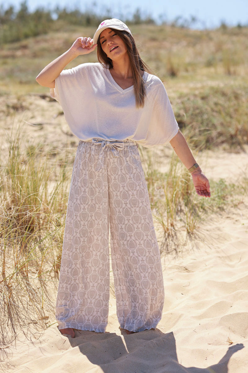 Greige Batik Boho Pants