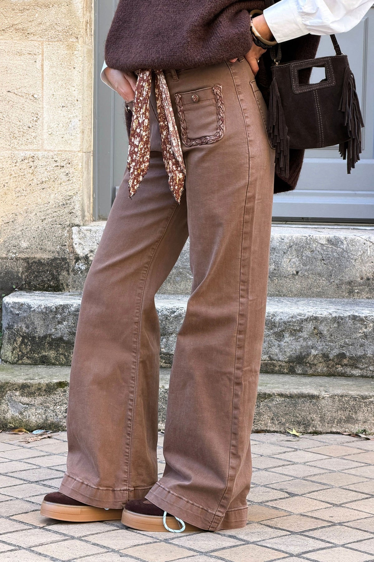 Cappuccino Brown  Boho Dreams Jeans with Sash