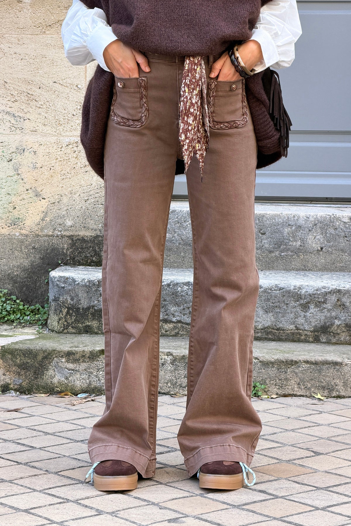 Cappuccino Brown  Boho Dreams Jeans with Sash