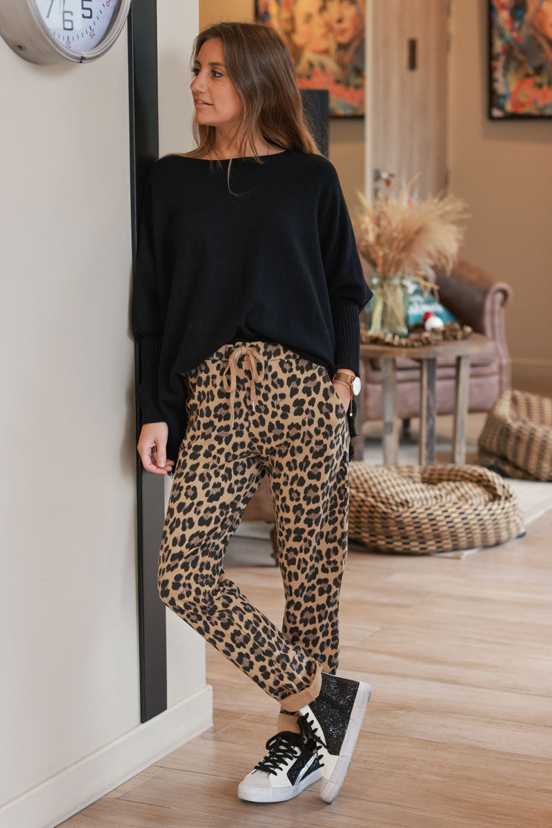 Leopard Print Pull-On Casual Pants