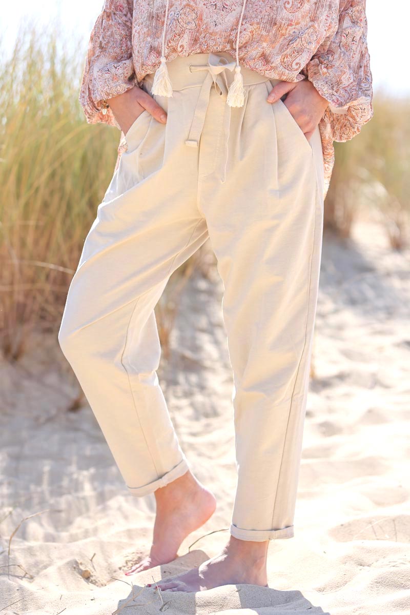 Ecru tailored style comfort sweat pants 