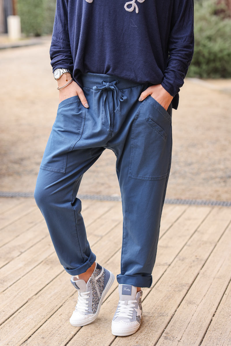 Pantalon de jogging urbain à poches bleu marine