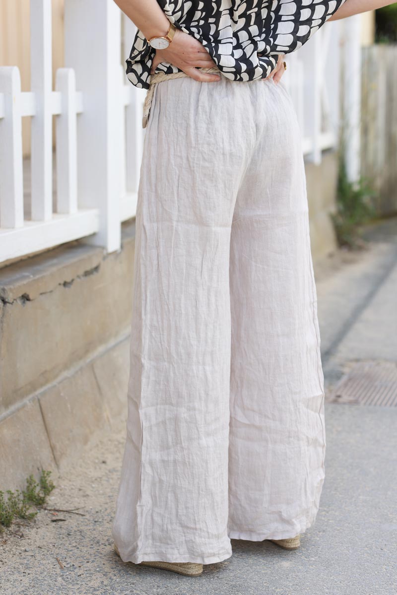Pantalon en lin beige - L'Intemporel - Fabriqué en France