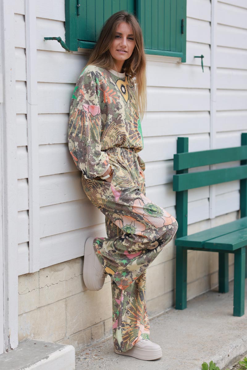 Camo Pixel Multi-Print Velour Lounge Pants