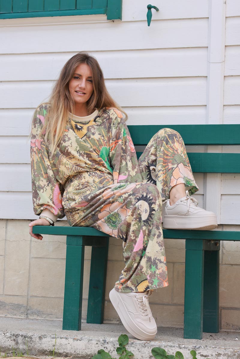 Camo Pixel Multi-Print Velour Lounge Pants