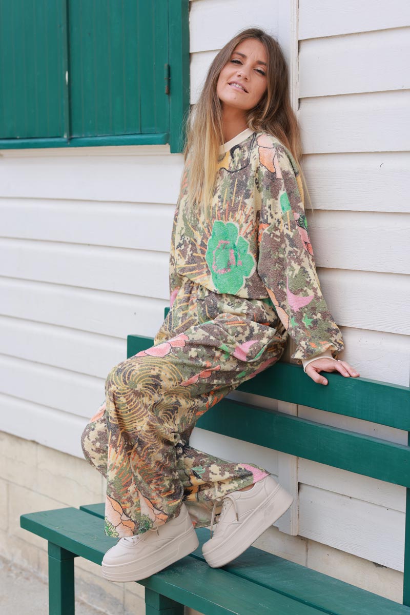 Camo Pixel Multi-Print Velour Lounge Pants