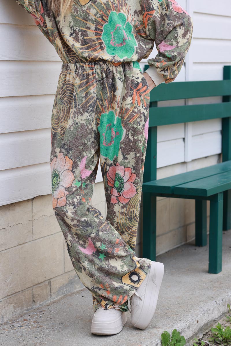 Camo Pixel Multi-Print Velour Lounge Pants