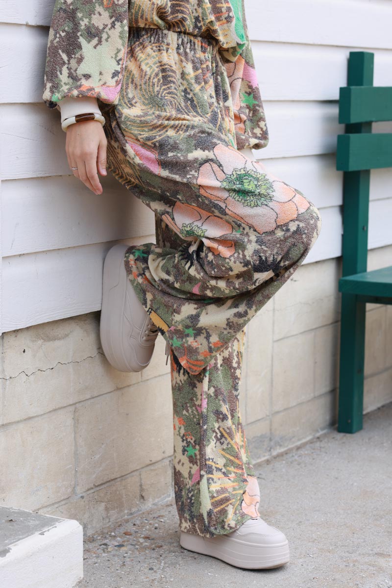 Camo Pixel Multi-Print Velour Lounge Pants