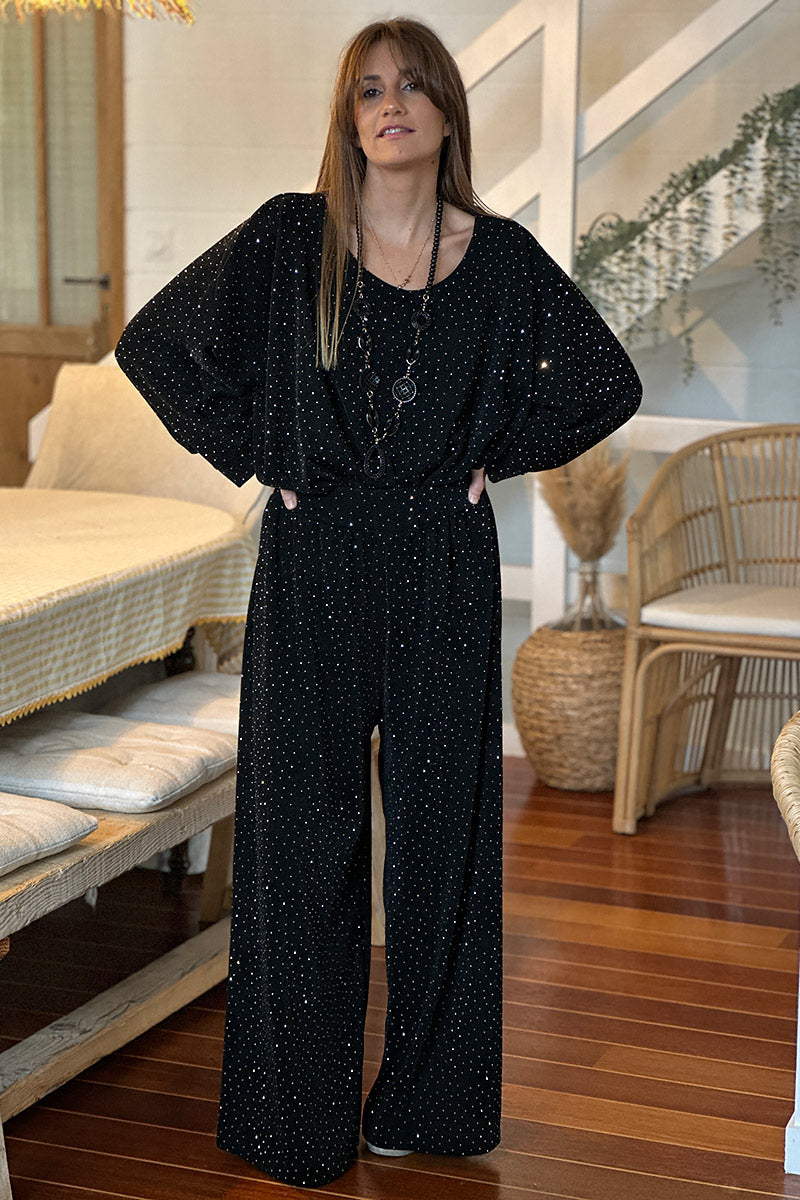 Black Sparkle Knit Palazzo Pants