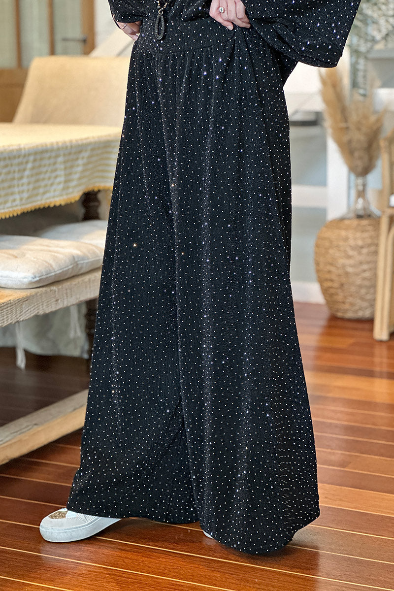 Black Sparkle Knit Palazzo Pants
