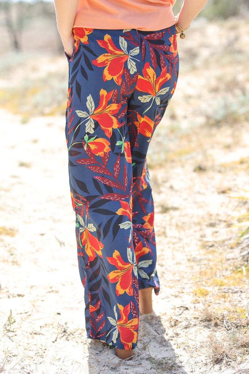 Pantalon best sale large fleurs