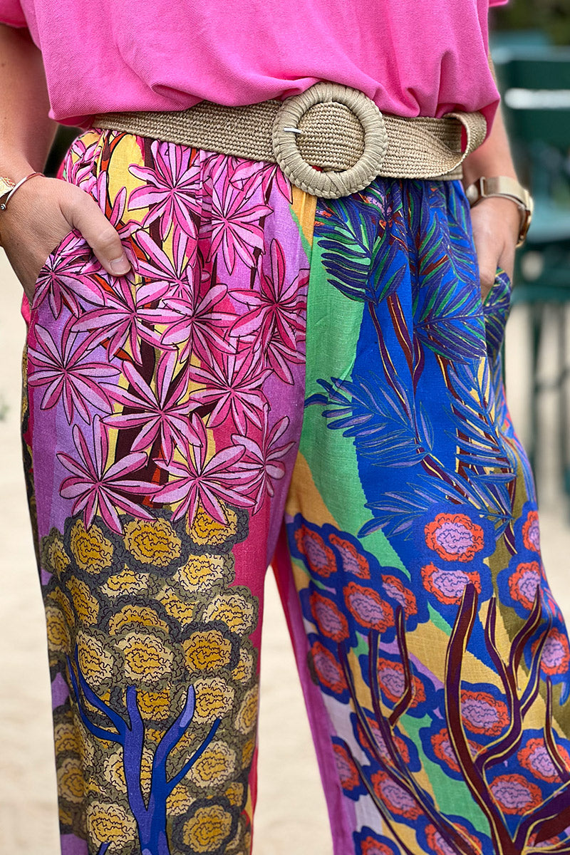 Pantalon léger et fluide imprimé coloré style wax