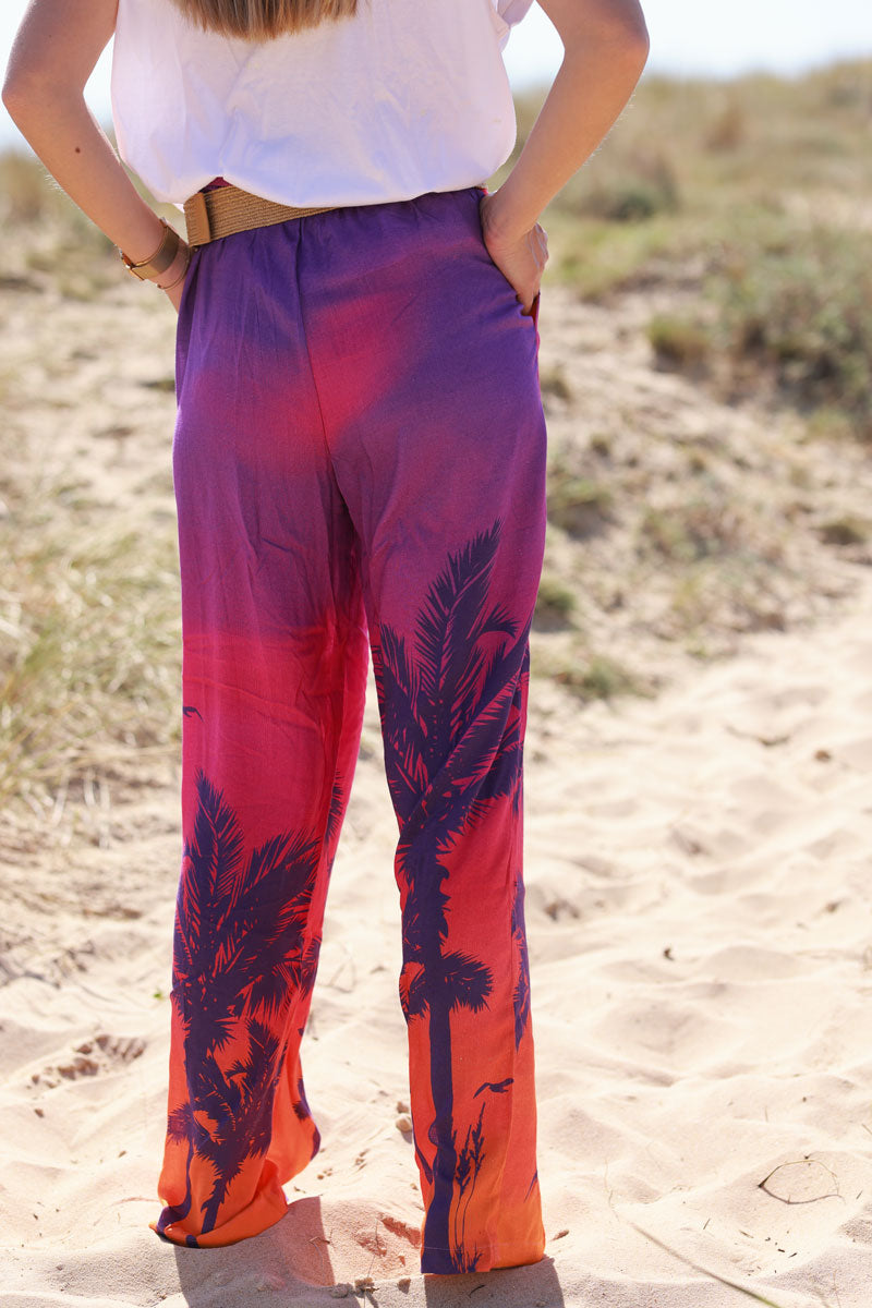 Purple Sunset Tropical Print Pants