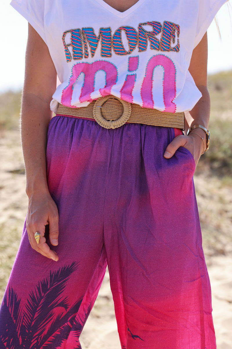 Purple Sunset Tropical Print Pants