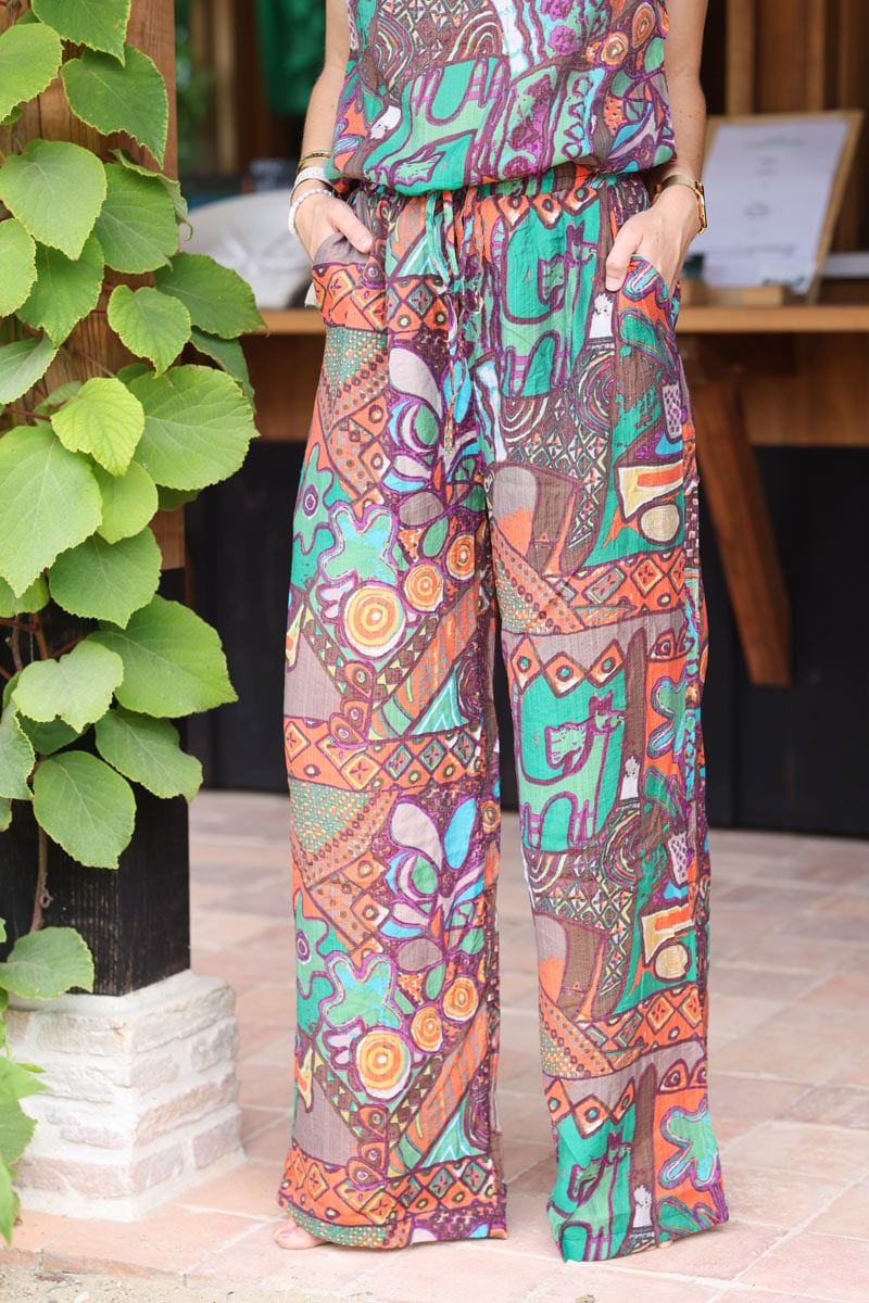 Pantalon leger imprime style wax africain colore H113 (1)
