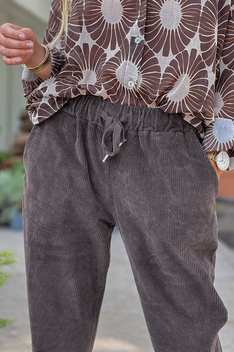Chocolate Brown Corduroy Casual Pants