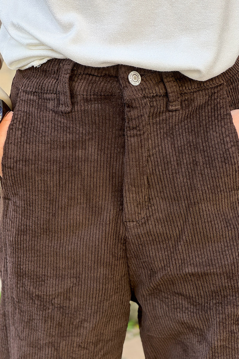 Chocolate Brown Corduroy Stretch Slacks