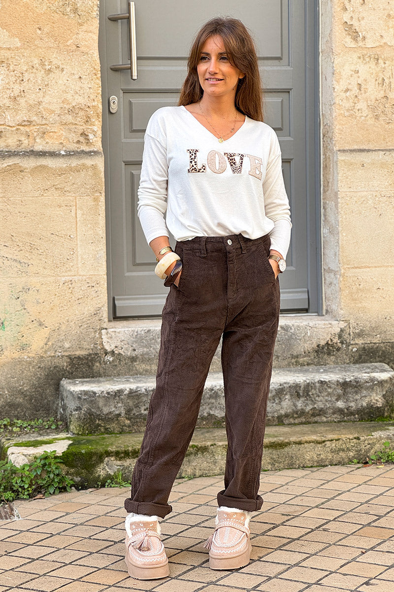 Chocolate Brown Corduroy Stretch Slacks