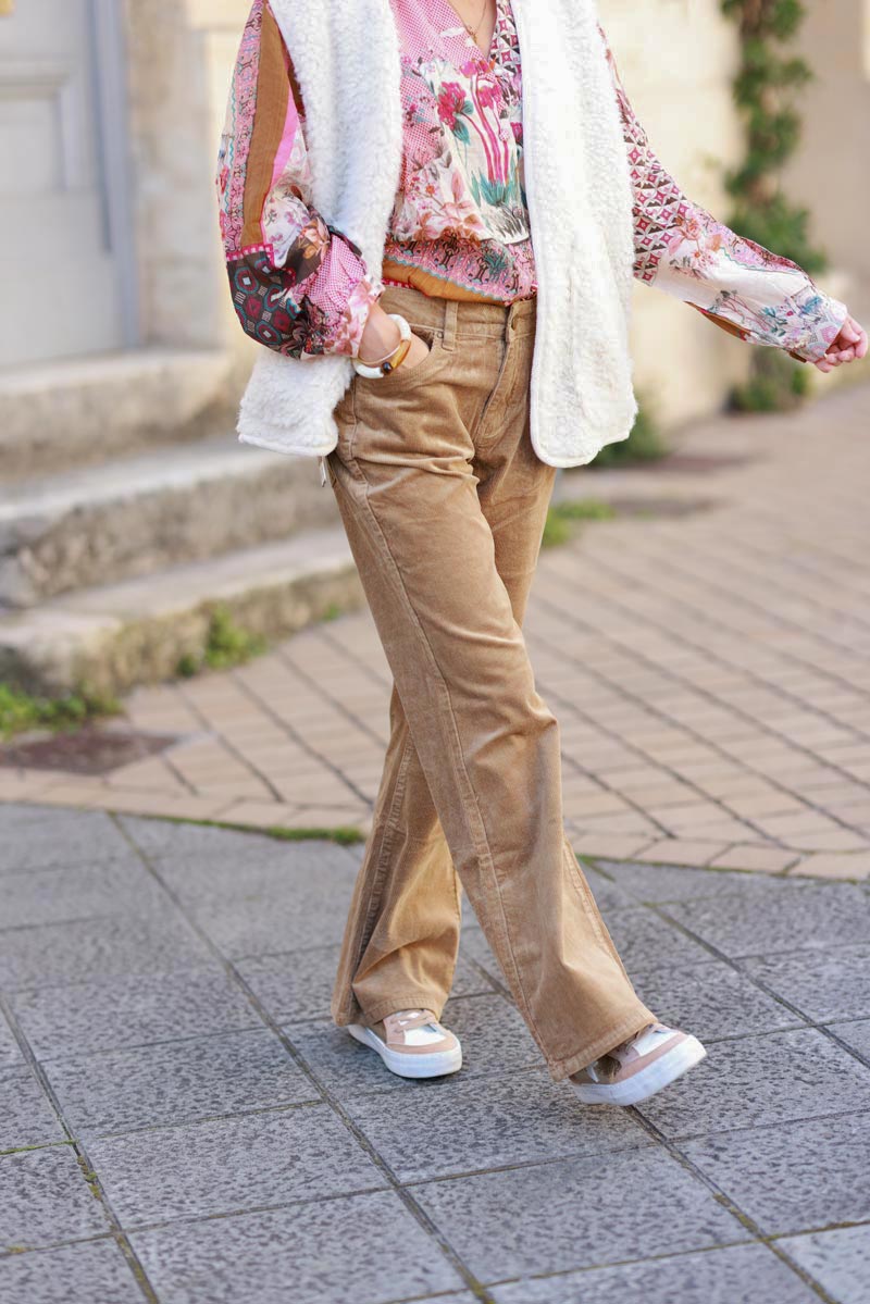 Ice brown corduroy bootcut pants