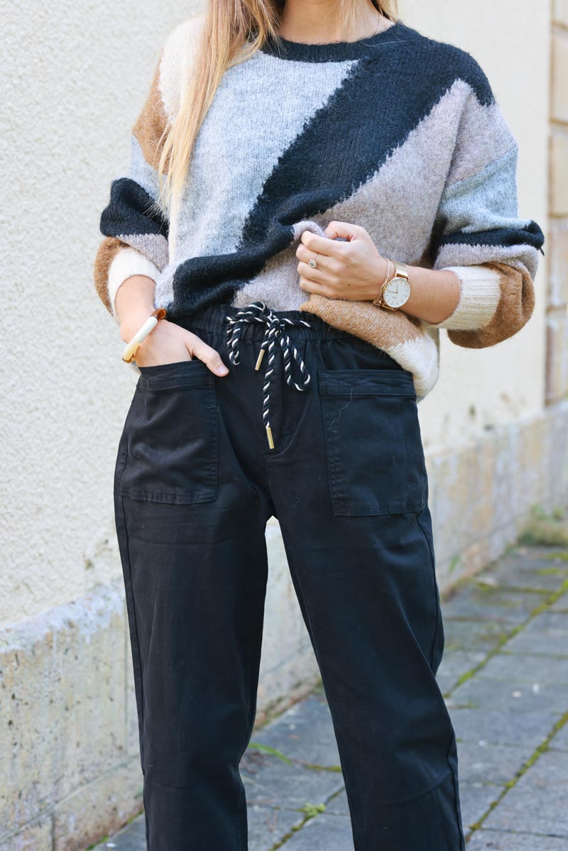 Audrey Black High-Waist Paperbag Trousers