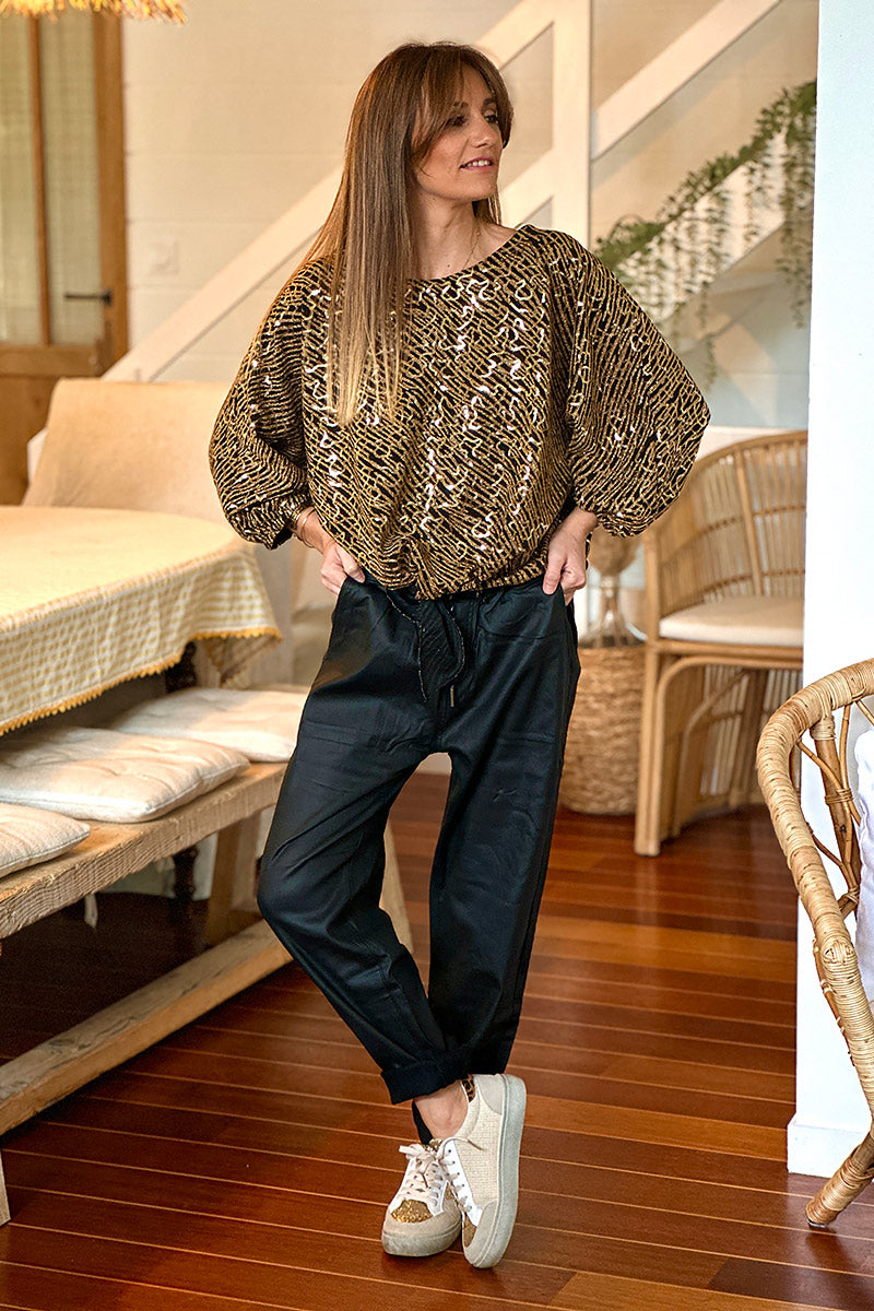 Black Luxe Shine Joggers