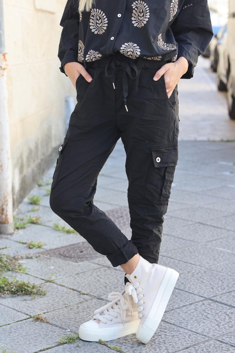 Pantalon noir online cargo