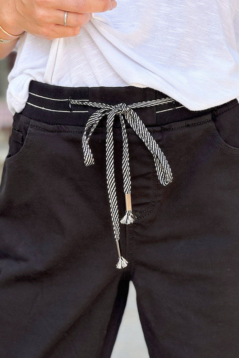 Black Stretch Denim Jogger Jeans