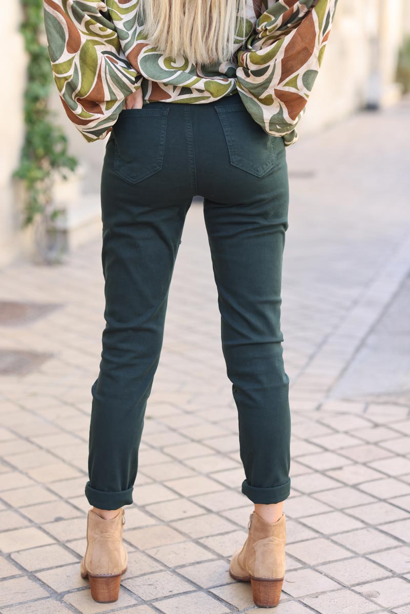 Pantalon slim stretch vert canard G207 (1)