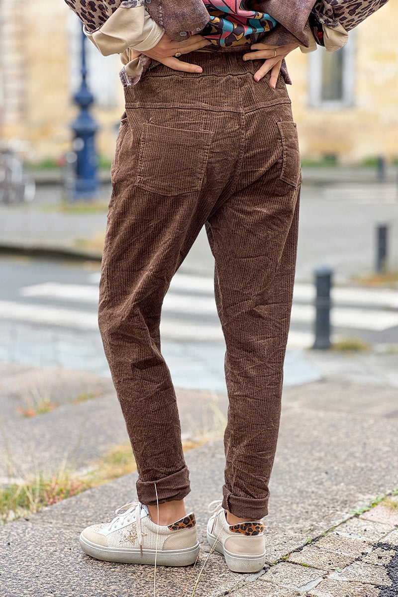 Brown Corduroy Pull-On Pants
