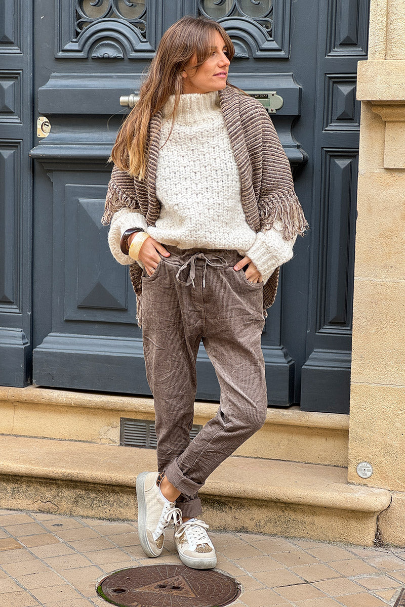 Taupe Corduroy Pull-On Pants
