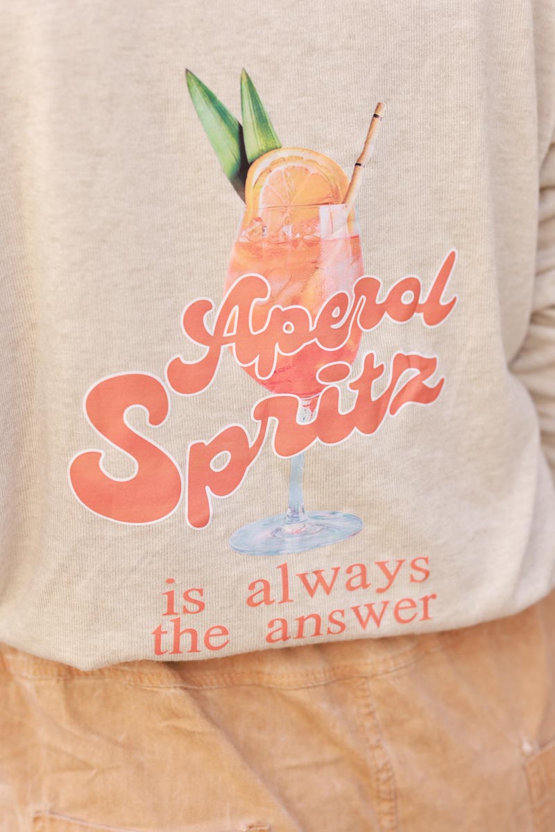 'Aperol spritz' beige jersey sweater