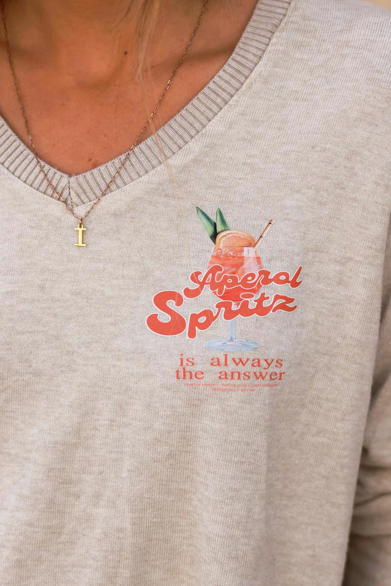 'Aperol spritz' beige jersey sweater