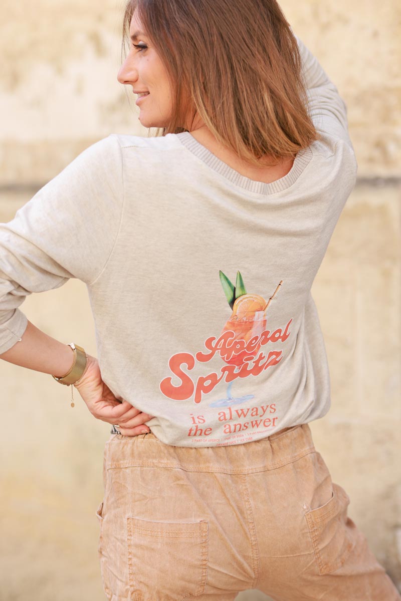 'Aperol spritz' beige jersey sweater